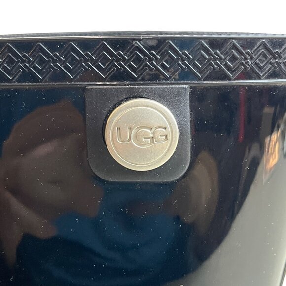 UGG Women's Shiny Black Rubber Signature Logo Sienna Rain Boots Sz 7 - Picture 7 of 14